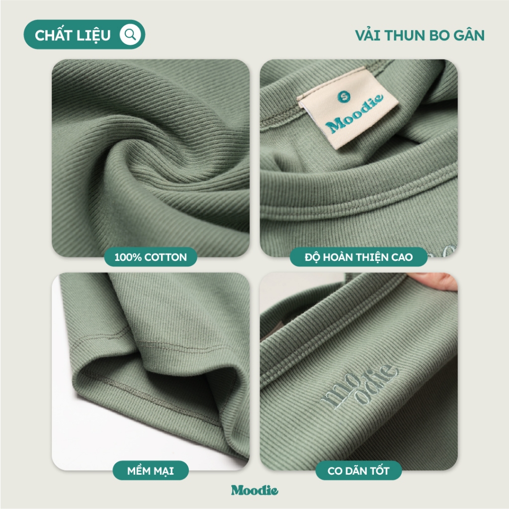 Áo tank top thêu M chất thun gân co dãn | MOODIE BRAND