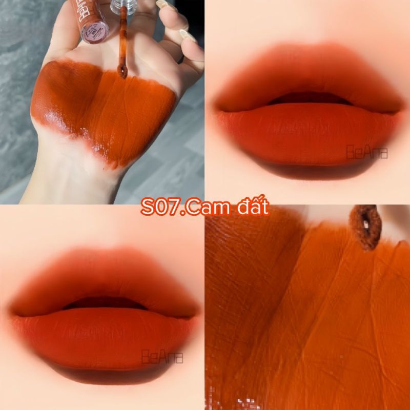 Son màu cam cháy, cam đất, cam nâu Beana Shapphiare vellvet lips không hóa chất, lành tính, mềm mịn lâu trôi