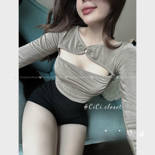 Áo thun nữ dài tay,áo thun,áo thun nhúng kim cương kiểu khoét ngực,áo nhún ngực dài tay trẻ trung,cá tính