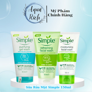 Sữa rửa mặt gel simple 150ml dành cho da nhạy cảm - da mụn - da khô -hàng công ty tem phụ