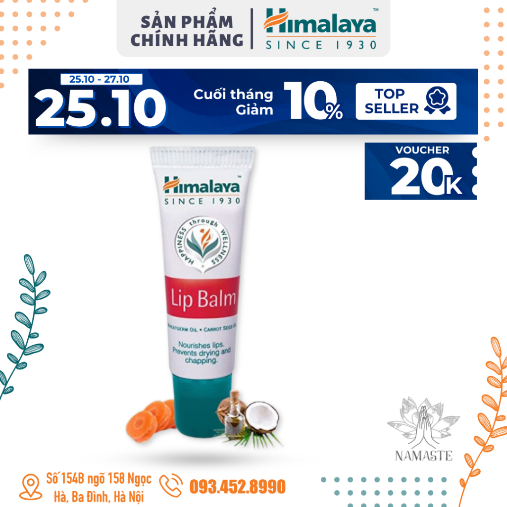 Dưỡng Môi Himalaya Lip Balm 10g Làm Hồng Môi Chiết Xuất Cà Rốt Và Mầm Lúa Mạch Xuất Xứ Ấn Độ | Lê Bằng Vân