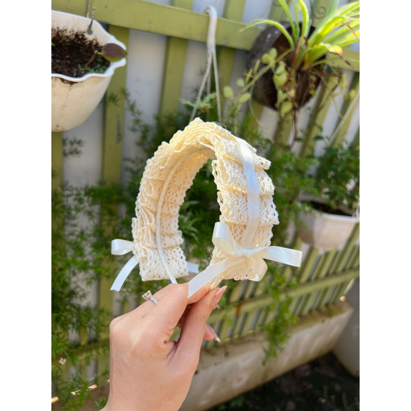 Cài tóc ren công chúa phối nơ