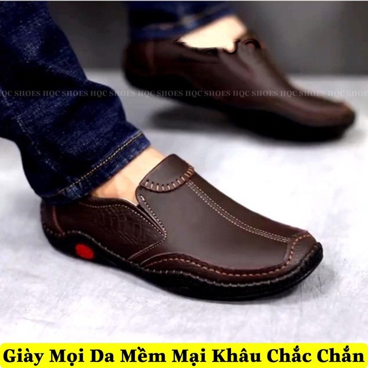 Giày da nam HQC SHOES da bò thật đế cao su khâu chỉ bảo hành 12 tháng HQ006