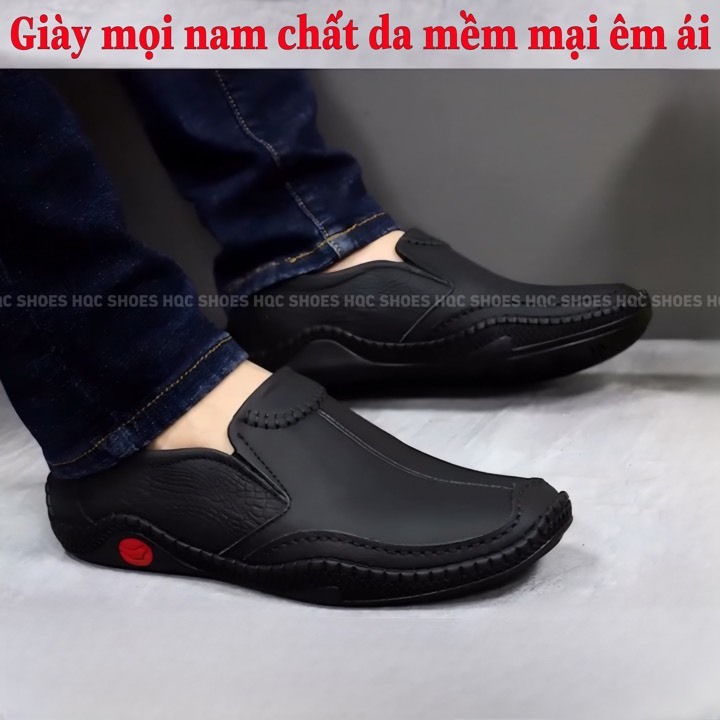 Giày da nam HQC SHOES da bò thật đế cao su khâu chỉ bảo hành 12 tháng HQ006