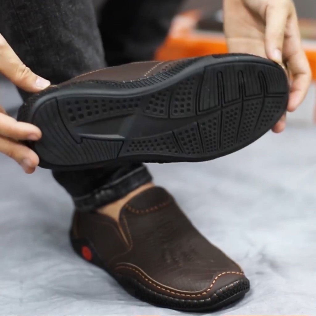 Giày da nam HQC SHOES da bò thật đế cao su khâu chỉ bảo hành 12 tháng HQ006