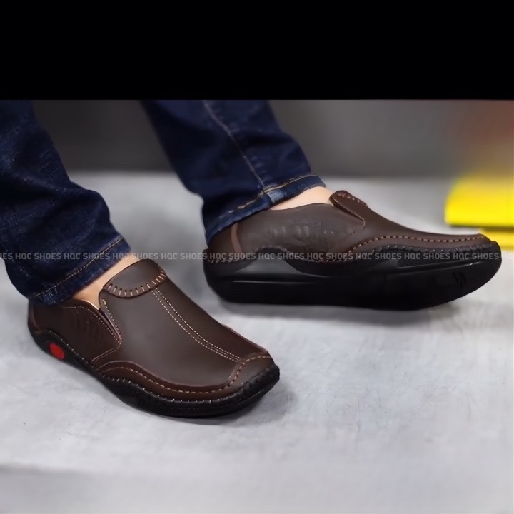 Giày da nam HQC SHOES da bò thật đế cao su khâu chỉ bảo hành 12 tháng HQ006