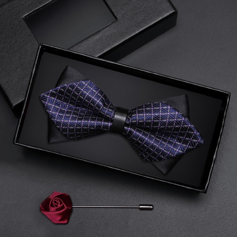 Bộ Nơ đeo cổ áo và trâm cài áo vest nam hình bông hoa thời trang đóng hộp đẹp phù hợp làm quà tặng