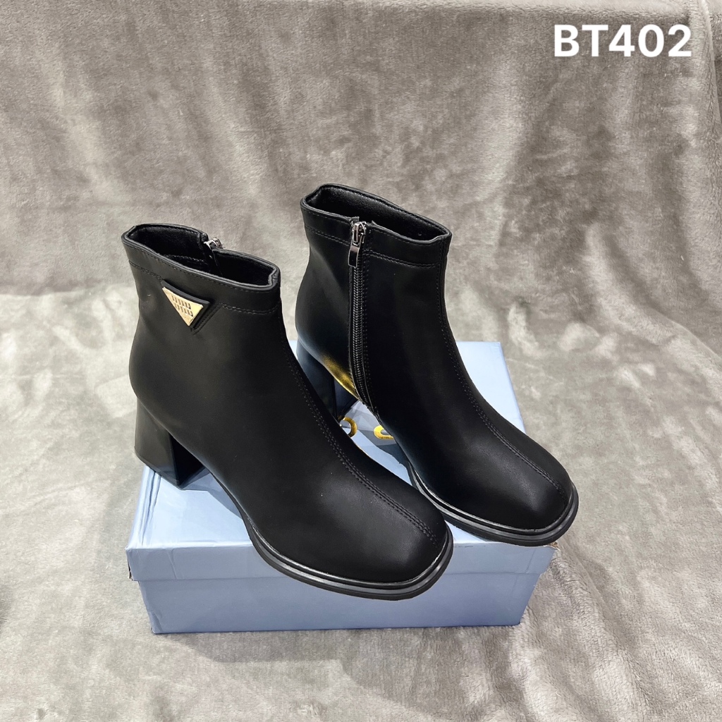 Bốt da nữ thời trang cao cấp gót vuông 5cm - BT402