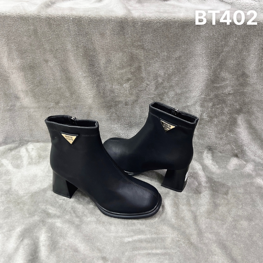 Bốt da nữ thời trang cao cấp gót vuông 5cm - BT402