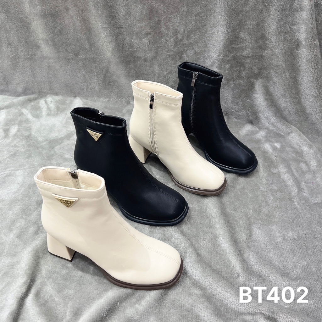 Bốt da nữ thời trang cao cấp gót vuông 5cm - BT402