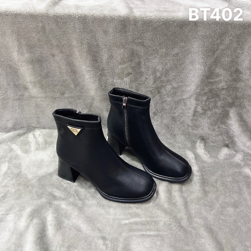 Bốt da nữ thời trang cao cấp gót vuông 5cm - BT402