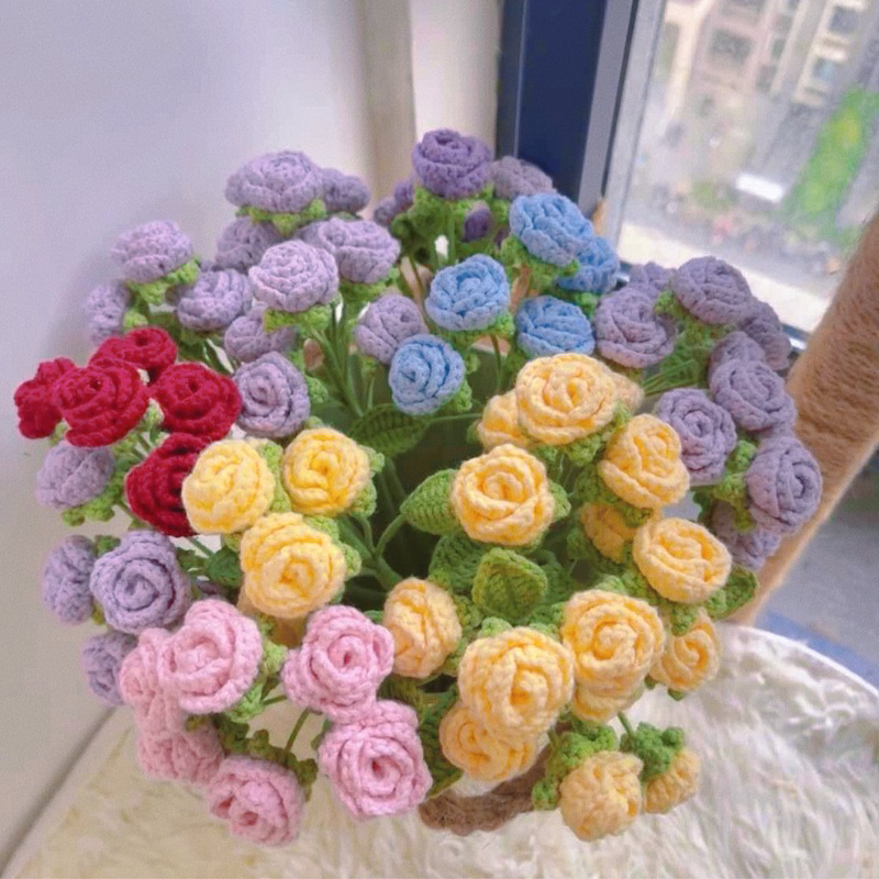 Hoa hồng len mini nhiều màu