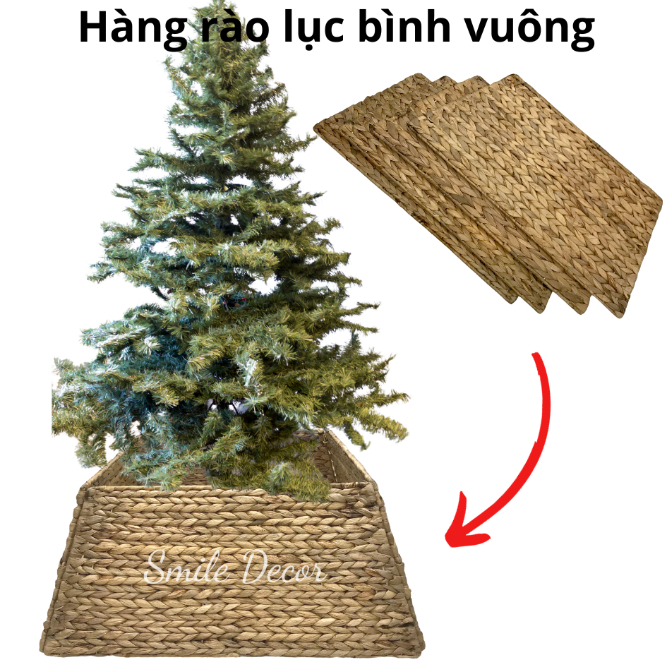 Hàng rào , đế trang trí cây thông Noel lắp ghép hình vuông đan lục bình Smile Decor