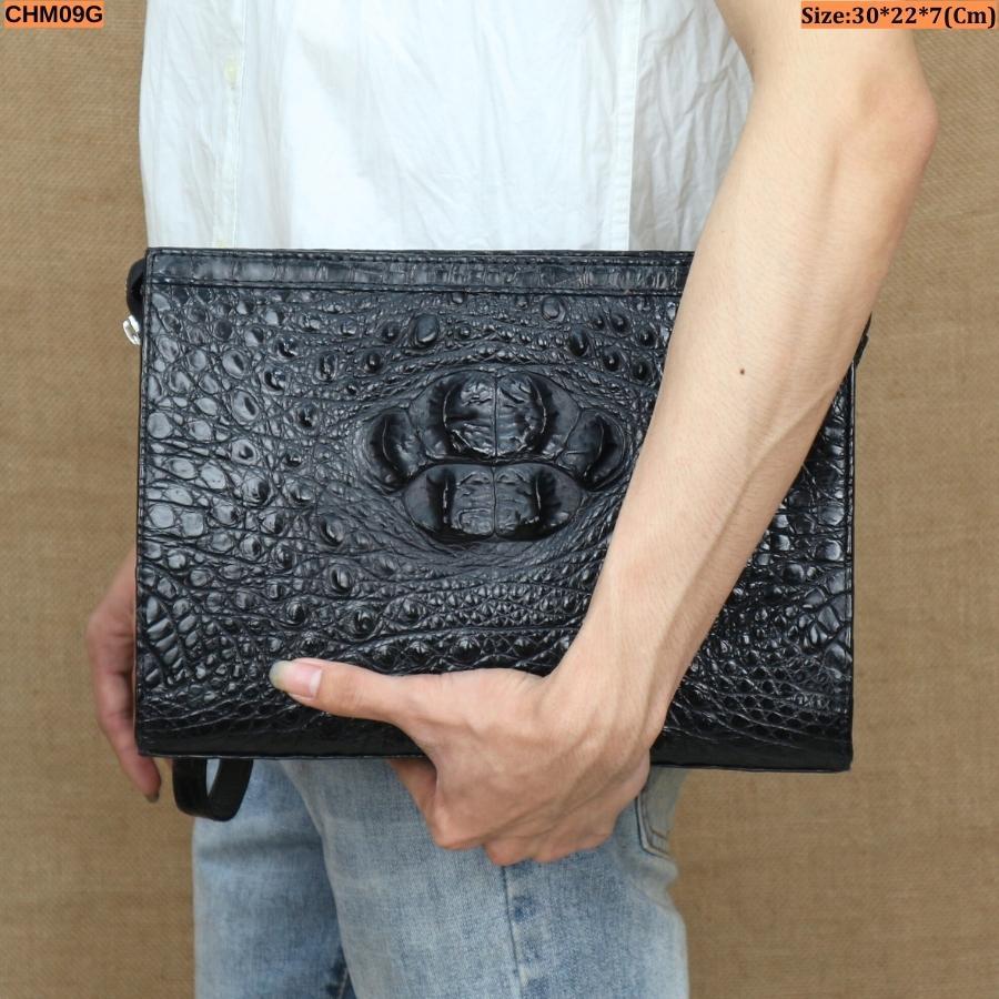 Ví CLutch Cầm Tay Nam Da Cá Sấu Size 30Cm || Dòng Khóa Số || Chính Hãng Cá Sấu Konavis