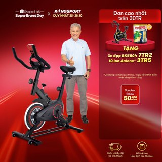 Xe đạp tập thể dục Kingsport KS-106, tải trọng tối đa 120kg, tích hợp đồng hồ thông minh đo các chỉ số tập luyện