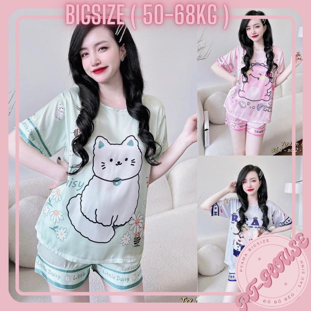 Bộ lụa Đùi cổ tròn Bigsize 50-68kg nữ đáng yêu