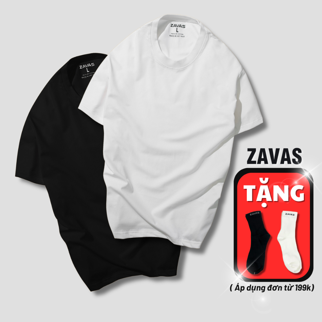 Áo thun trơn nam ZAVAS cổ tròn ngắn tay,form áo regular tiêu chuẩn vải cotton giãn 4 chiều dày mịn đẹp - ZT01