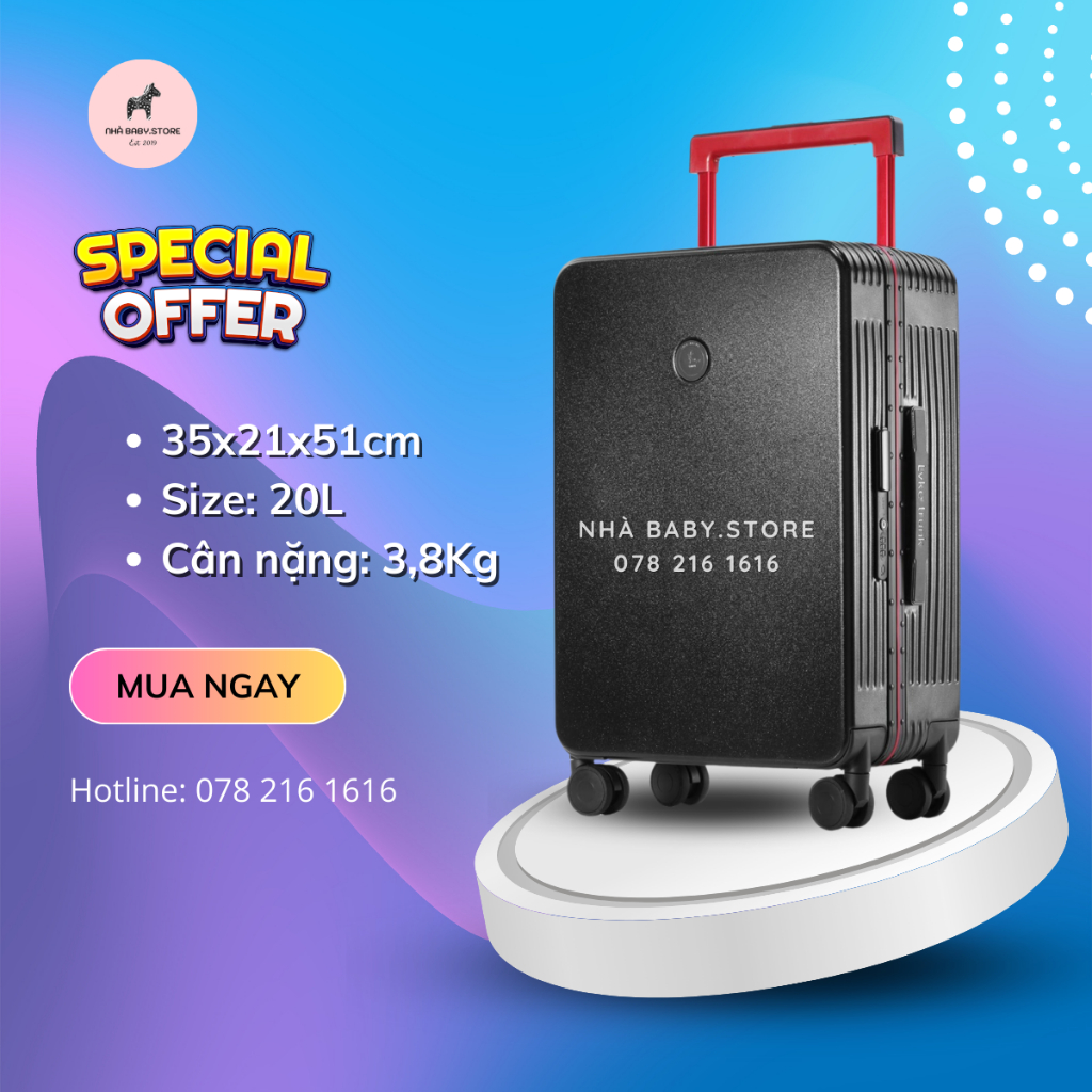 Vali Lvke Trunk2108A chính hãng sang trọng và cao cấp - Vali khung nhôm 20L
