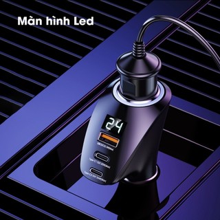 Cóc sạc nhanh 88.5w xe hơi remax rcc-339 / tẩu sạc xe hơi 2 cổng type-c pd, 1 cổng usb qc3.0 chính hãng