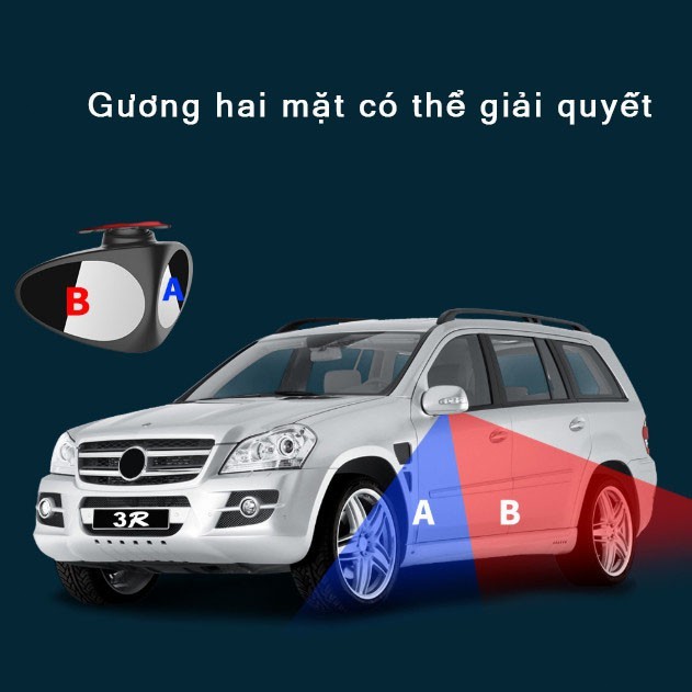 Gương cầu lồi ô tô soi điểm mù, Gương 3R xóa điểm mù xe hơi nhìn bánh trước gắn kính chiếu hậu cho oto