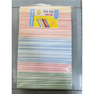 Ống hút trắng sữa có sọc màu phi 6 hai đầu bằng - 500g/bịch