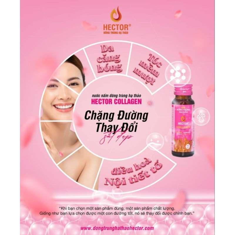 Collagen dạng nước đông trùng hạ thảo hector trẻ hóa da giảm thâm mờ nám (set 5 chai x 50ml)