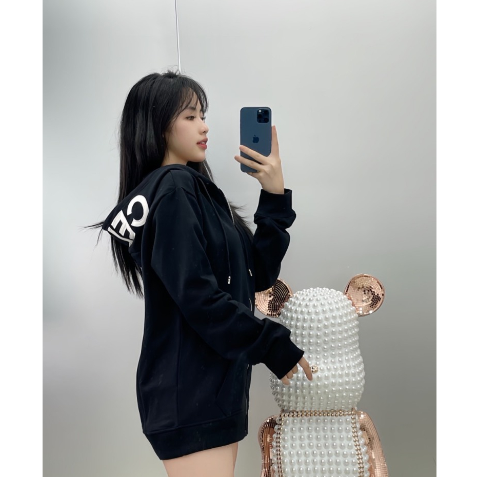Áo Khoác Hoodie Nam Nữ Thêu Chữ CEELINE Mũ Áo, Phối Khóa Zip, Chất Vải Nỉ Cao Cấp, Phong Cách Đơn Giản, Trẻ Trung