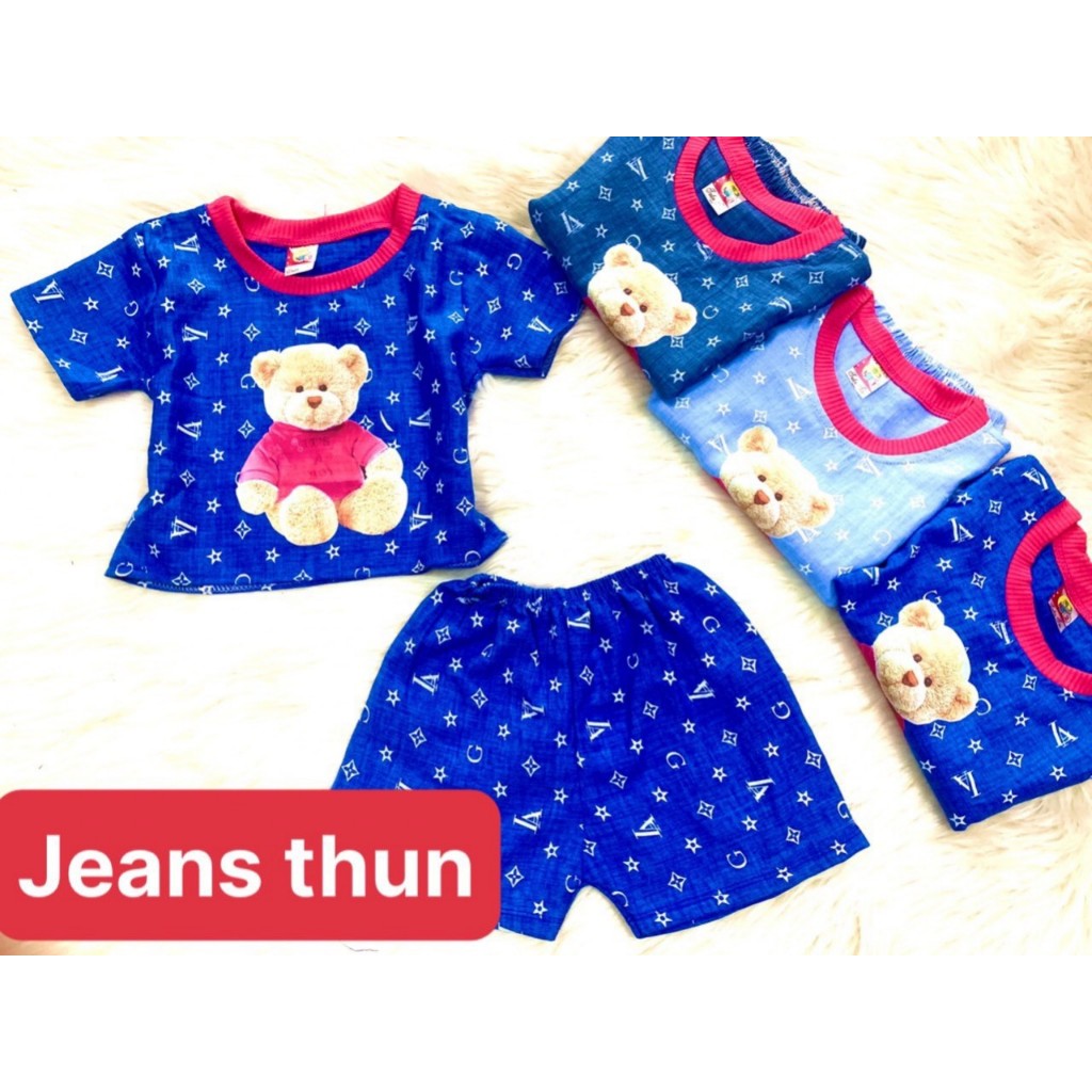 Bộ Jean Lụa Tay Ngắn Bé (6-18kg) (giao màu ngẫu nhiên)