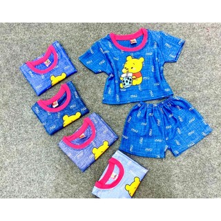 Bộ Jean Lụa Tay Ngắn Bé (6-18kg) (giao màu ngẫu nhiên)
