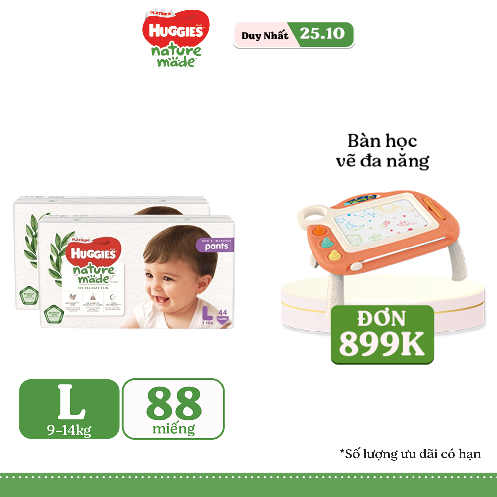 [HUGFEB15 -10% max 60k đơn 400k] Combo 2 Tã Quần Huggies Platinum Nature Made L44