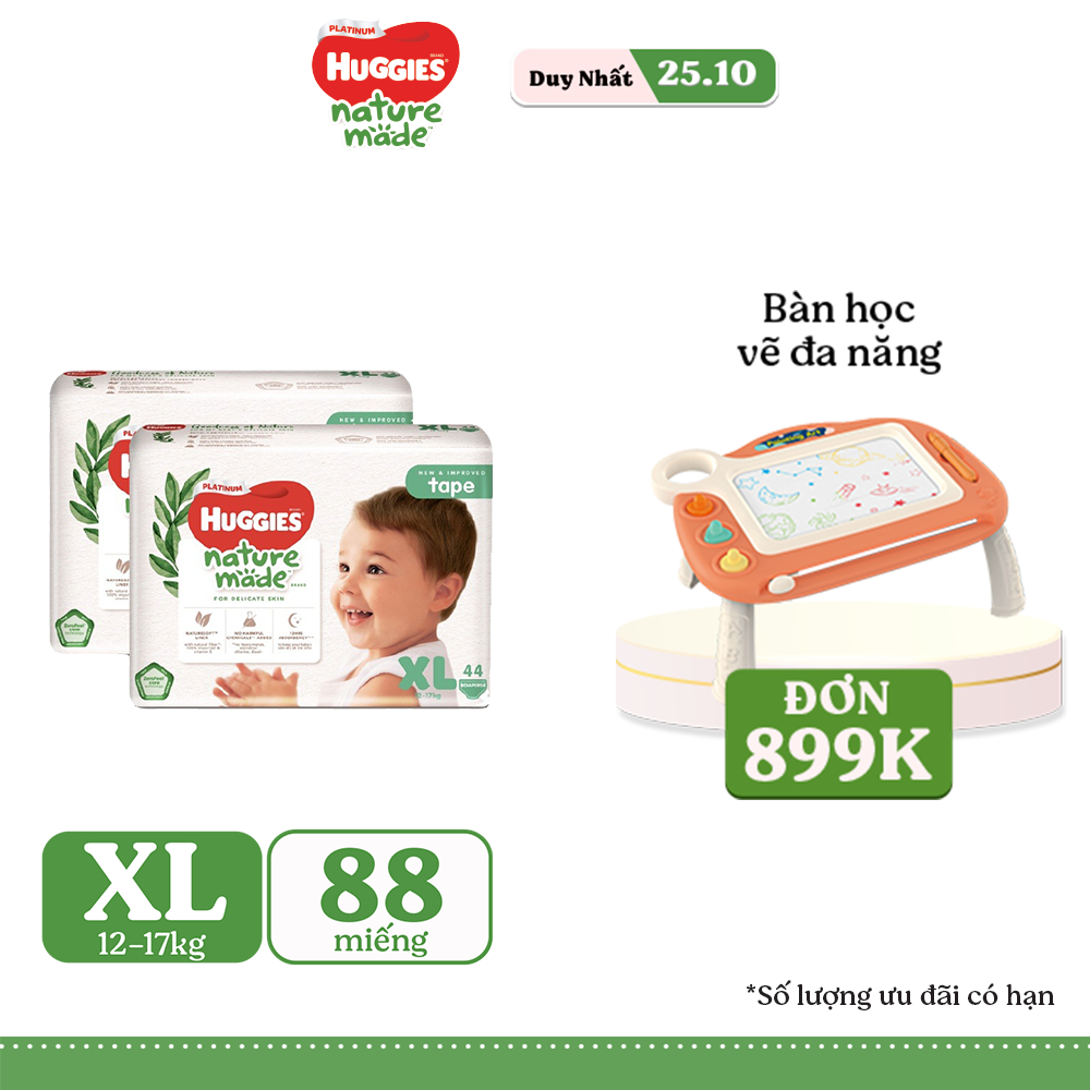 [HUGFEB15 -10% max 60k đơn 400k] Combo 2 Tã Dán Huggies Platinum Nature Made Size XL44