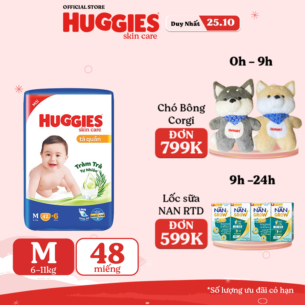 Tã quần Huggies Skincare Jumbo M42/L38/XL32/XXL28+6