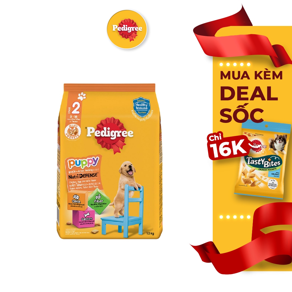 Thức ăn chó con Pedigree vị gà & trứng túi 1.3kg