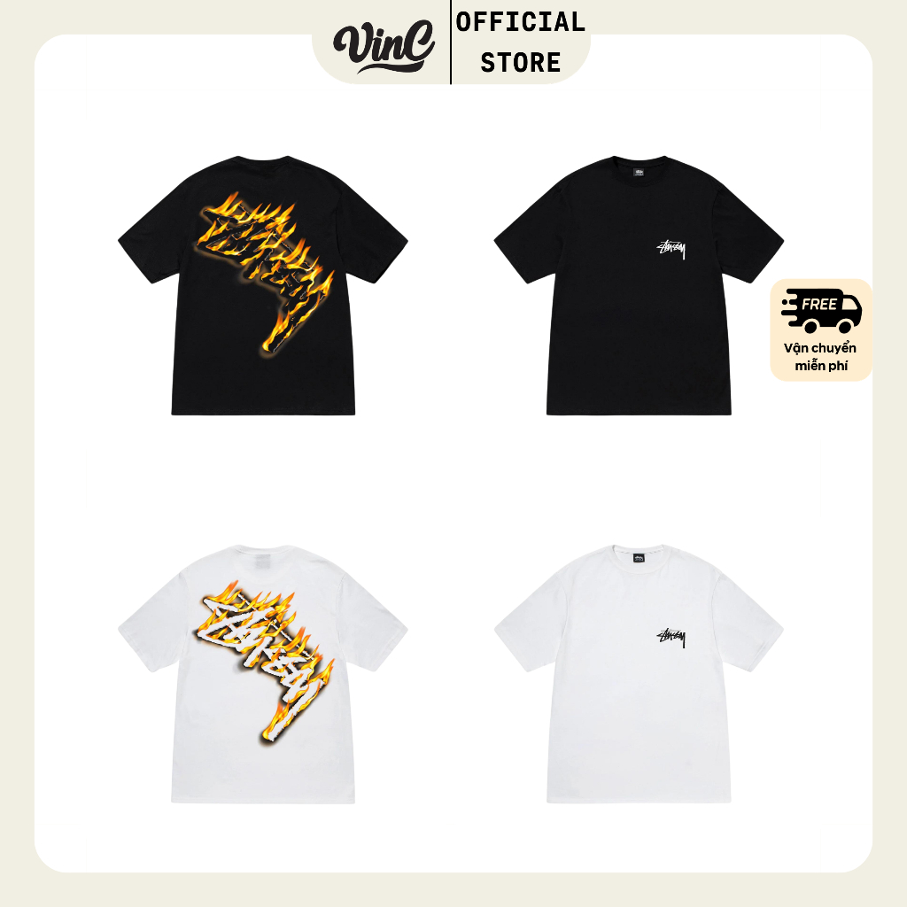 Áo thun Stussy Burning Stock unisex - CÓ SẴN