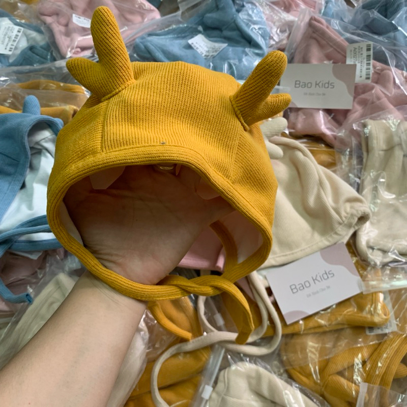 Mũ Beanie Phối Tuần Lộc Giữ Ấm Đáng Yêu Thời Trang Cho Trẻ Em. Mũ Len Cho Bé