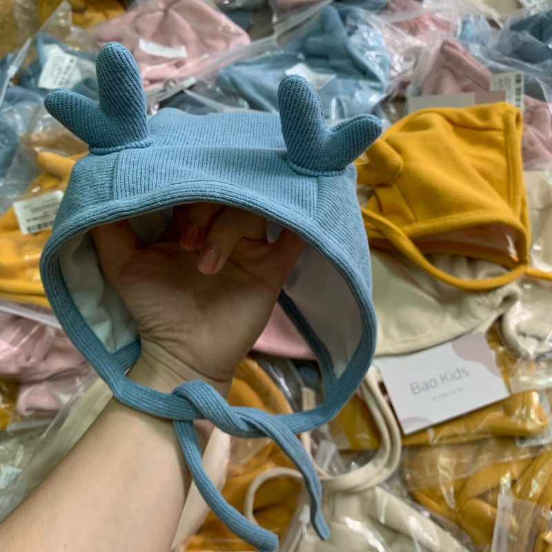Mũ Beanie Phối Tuần Lộc Giữ Ấm Đáng Yêu Thời Trang Cho Trẻ Em. Mũ Len Cho Bé