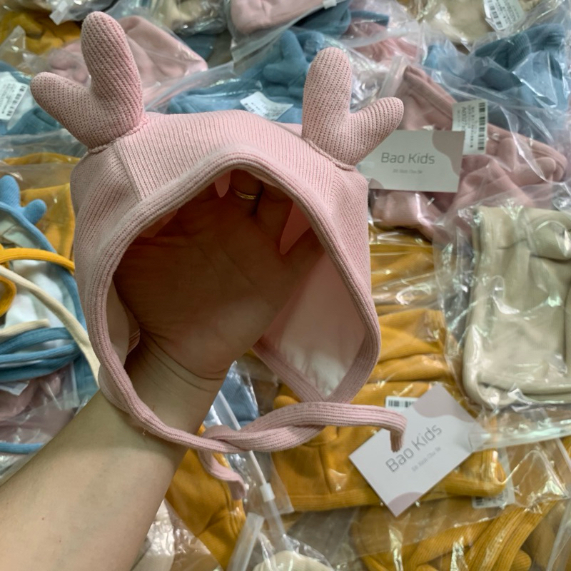 Mũ Beanie Phối Tuần Lộc Giữ Ấm Đáng Yêu Thời Trang Cho Trẻ Em. Mũ Len Cho Bé