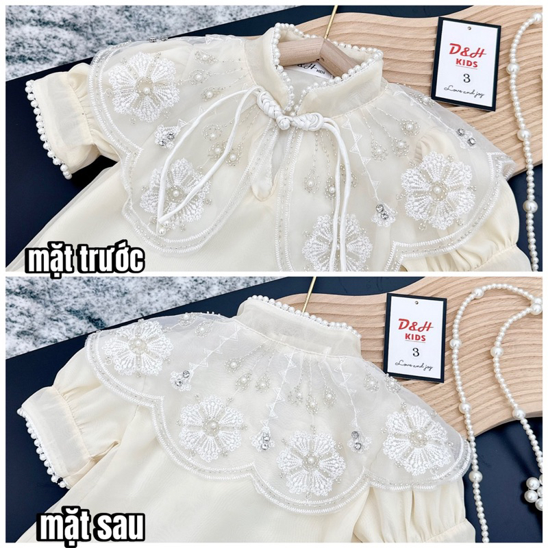 10-22kg váy ren cổ tàu dáng A cực sang cho bé gái, váy tết cho bé gái