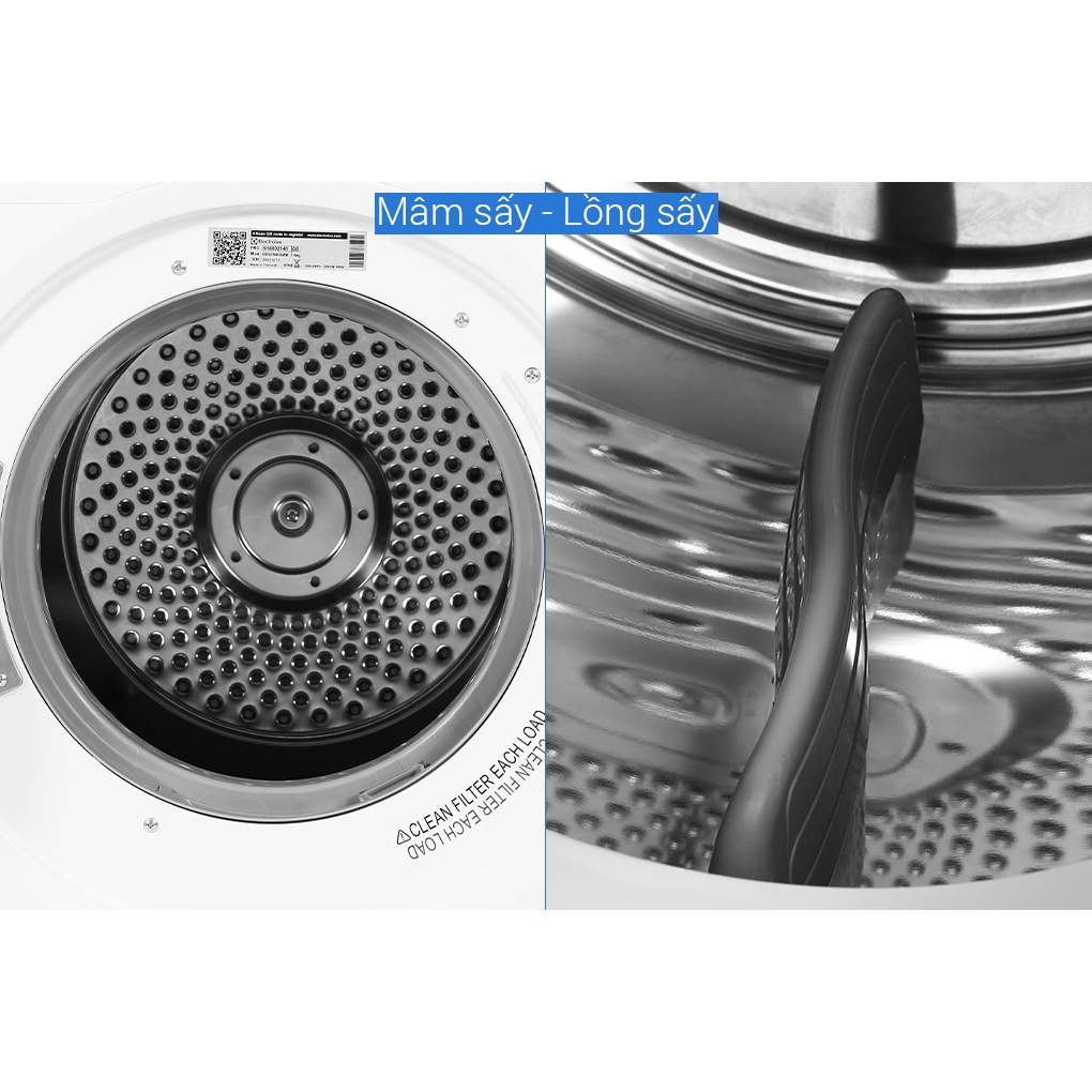 Máy sấy thông hơi Electrolux 7.5kg EDV754H3WB cửa trước, bảo hành chính hãng 24 tháng tại nhà