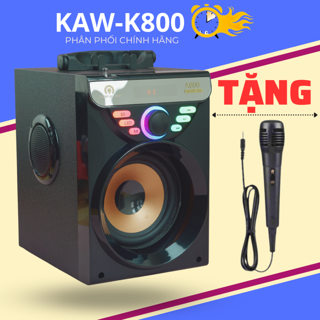 Loa karaoke mini KAW-K800 - Loa hỗ trợ Bluetooth 5.0, công suất lớn - Phân phối chính hãng KAW - Bảo hành toàn quốc