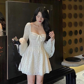 [RẺ VÔ ĐỊCH] Váy nữ thiết kế hoa nhí có mút ngực hàng cao cấp , Đầm dài tay bánh bèo •Jenna.closet