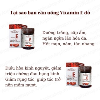 Viên uống Vitamin E đỏ Nga 400mg Mirrolla Làm đẹp trắng da chống lão hóa