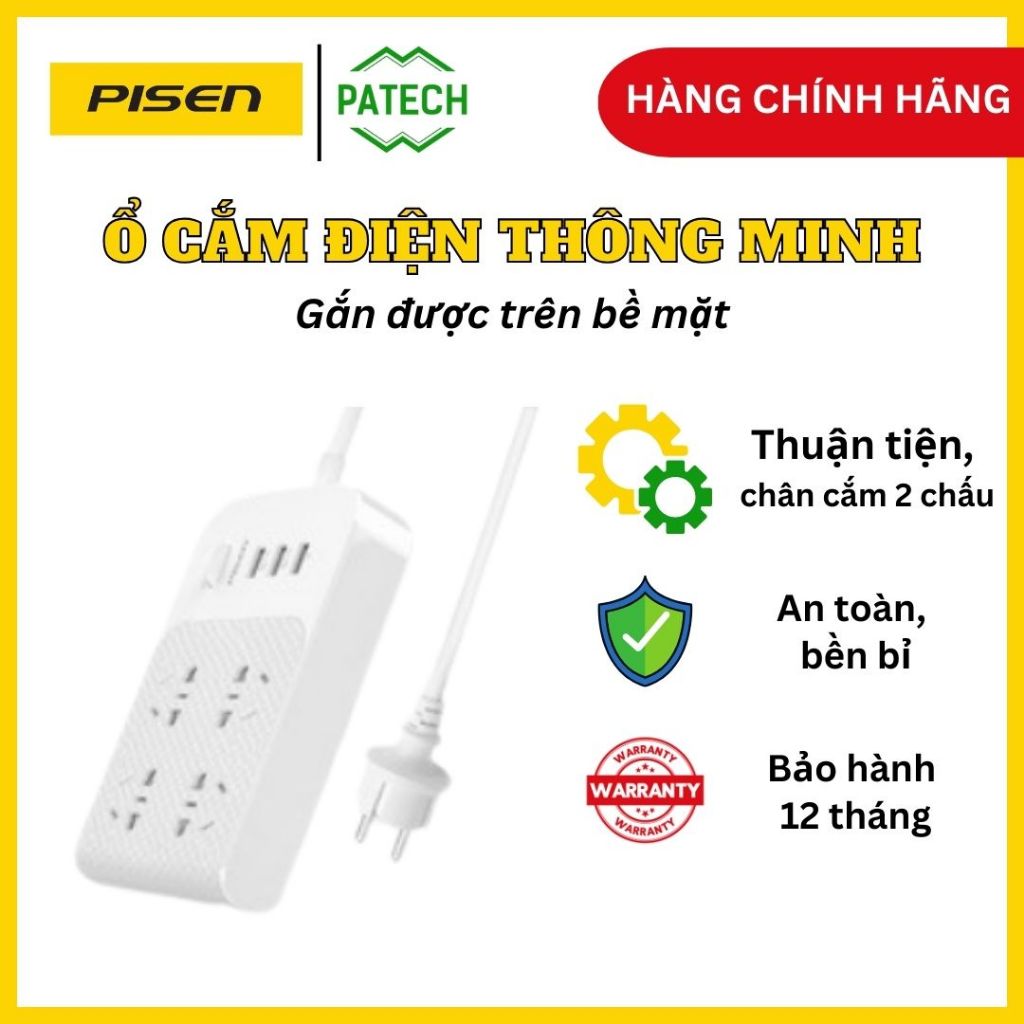 Ổ cắm điện Pisen BH-43 - Ổ cắm thông minh , gắn được trên bề mặt