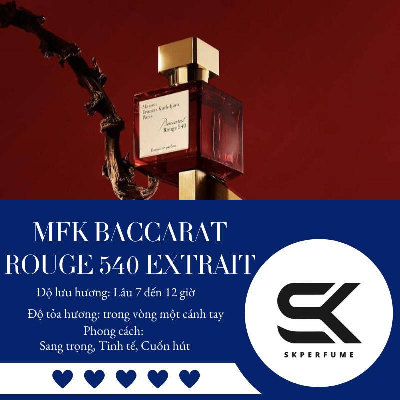 Nước hoa chiết maison MFK Baccarat Rouge 540 edp nước hoa nữ 10ml hương hoa cỏ ngọt ngào cao cấp
