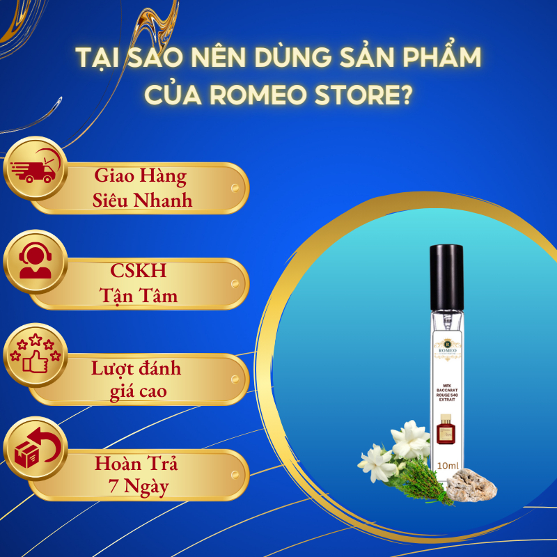 Nước hoa chiết maison MFK Baccarat Rouge 540 edp nước hoa nữ 10ml hương hoa cỏ ngọt ngào cao cấp