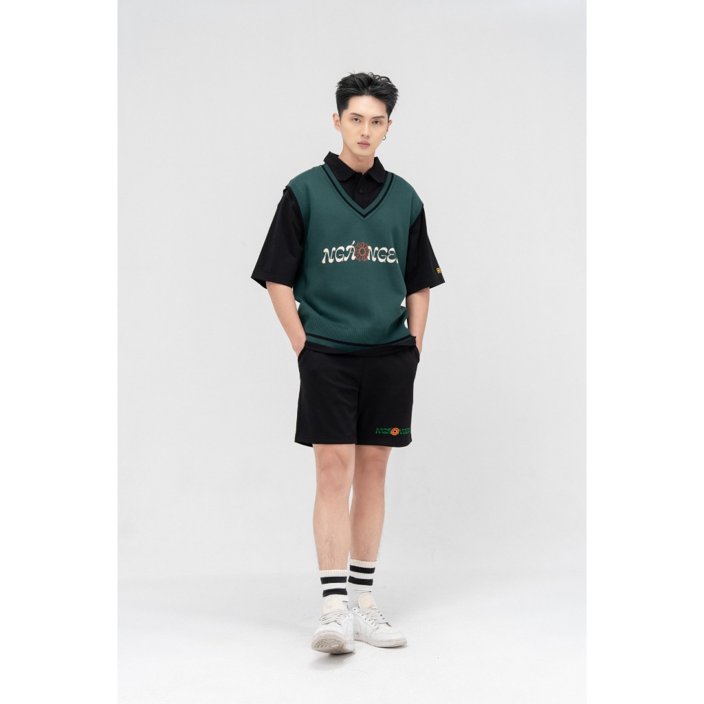 Áo Gile Len BOO Unisex Oversized Thêu Logo Ngáo Nger