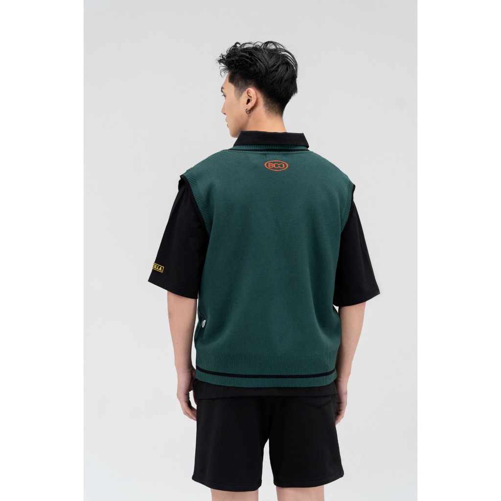 Áo Gile Len BOO Unisex Oversized Thêu Logo Ngáo Nger