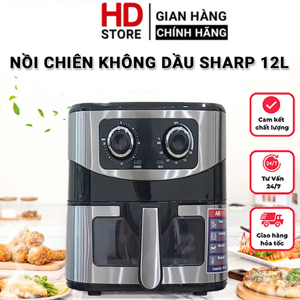 Nồi chiên không dầu KAW - Sharp KS-12 công nghệ Thái Lan công suất lớn kiểu dáng hiện đại giảm đến 80% chất béo