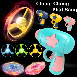 Đồ chơi súng bắn chong chóng, Bộ phóng chong chóng con quay phát sáng nhiều màu sắc cho bé