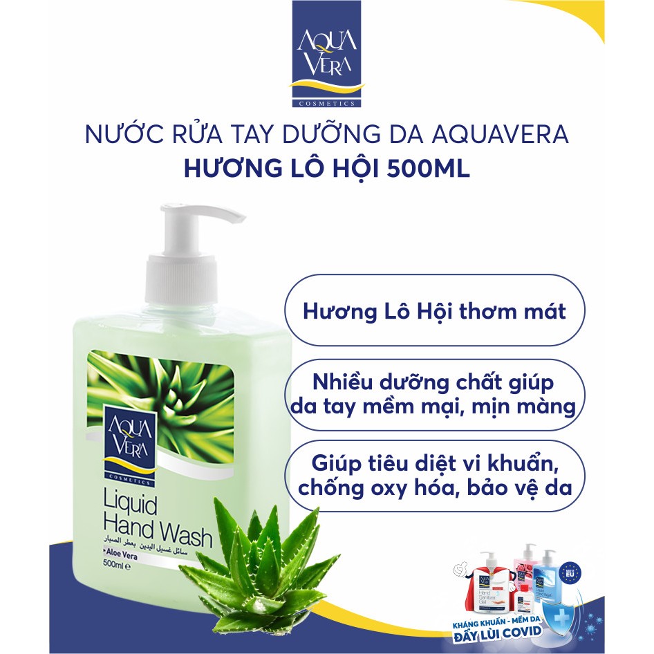 Nước rửa tay dưỡng da AquaVera hương lô hội 500ML